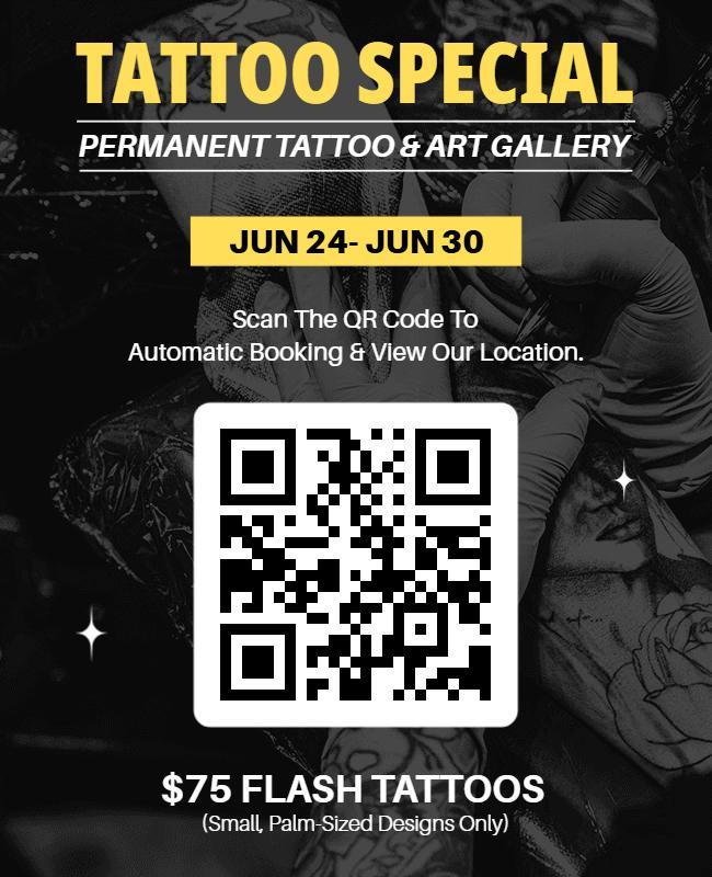 QR Code for Tattoo Booking Special Flyer Template