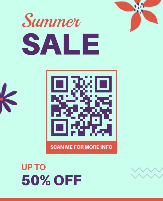 QR Code Summer Sale Promotion Flyer Template