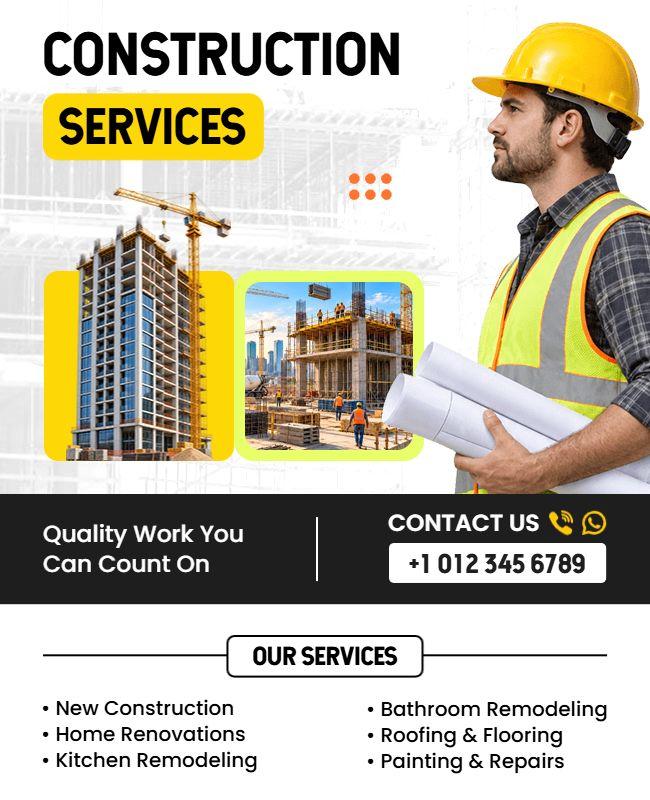 Quality Construction and Renovation Services Flyer Template