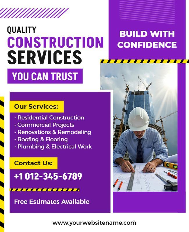 Quality Construction Services Promotional Flyer Template