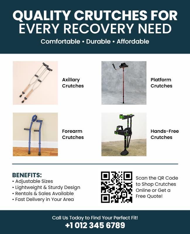 Quality Crutches Options for Every Recovery Need Flyer Template