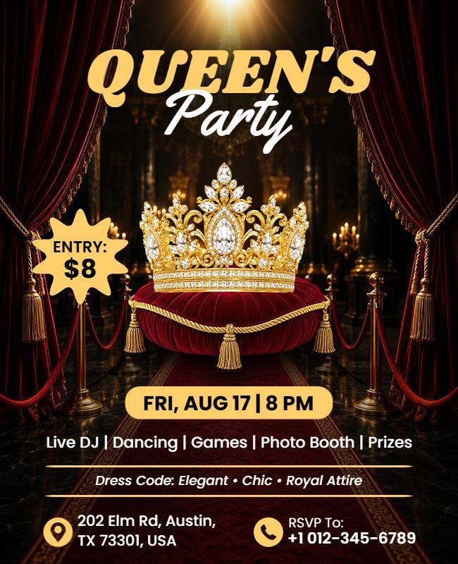 Queen's Party Celebration Flyer Template