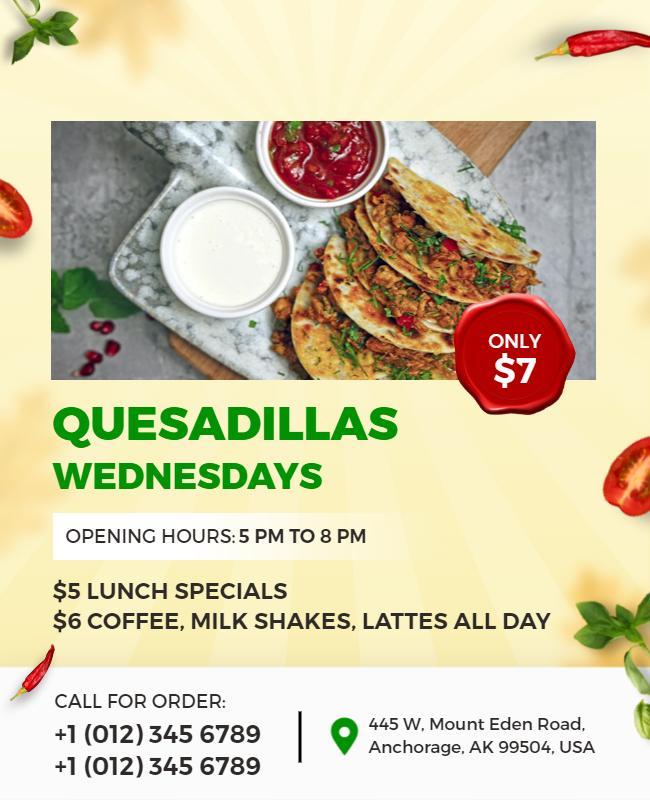 Quesadilla Special Wednesday Deals Flyer Template