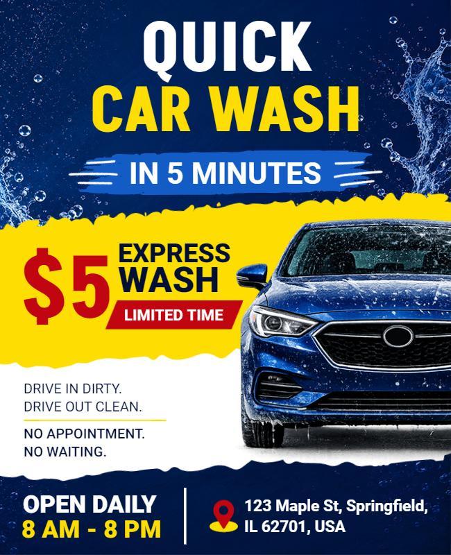 Quick Express Car Wash Promotion Flyer Template
