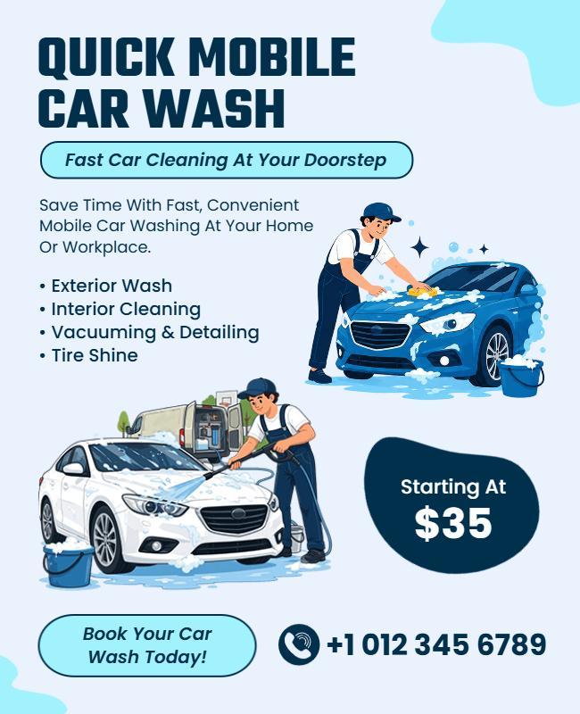 Quick Mobile Car Wash Service Flyer Template