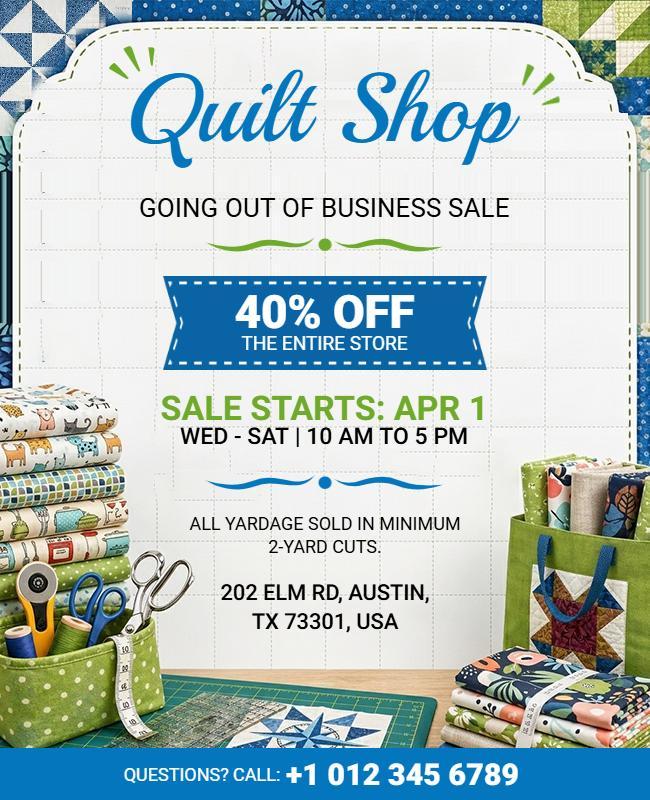 Quilt Shop Going Out of Business Sale Flyer Template