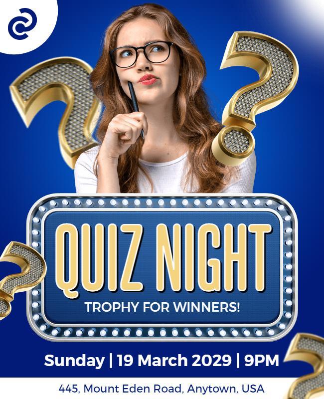 Fun Quiz Night with Trophy Challenge Theme Flyer Template