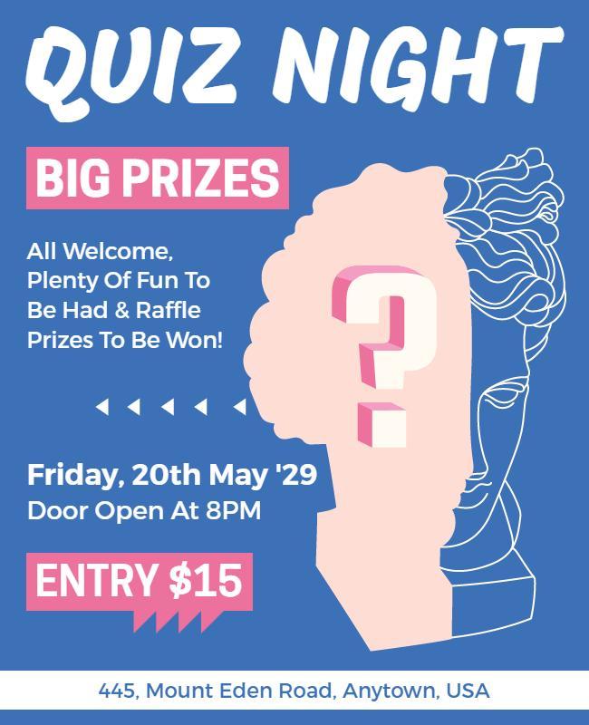 Creative Blue Quiz Night with Big Prizes Flyer Template