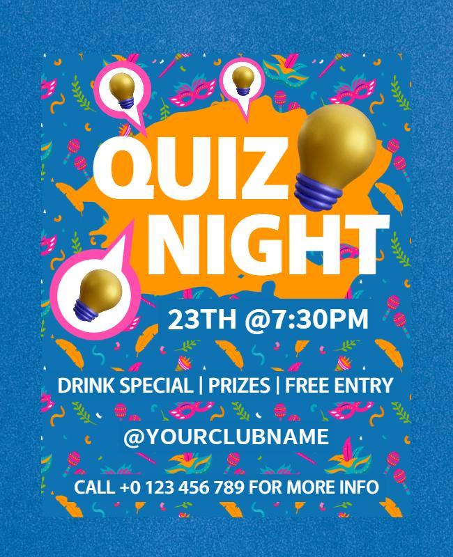 Colorful Fun Quiz Night Event Flyer Template