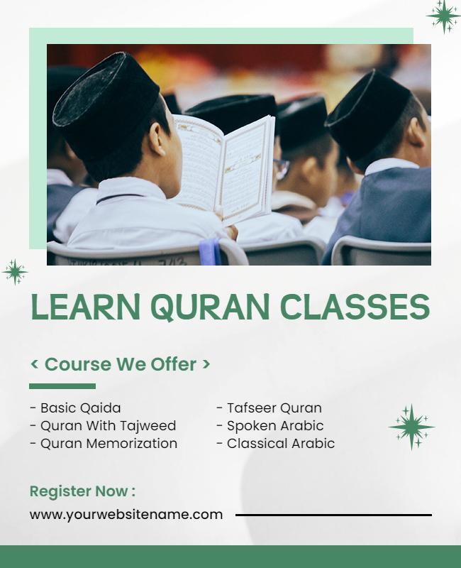 Quran Learning Educational Classes Flyer Template