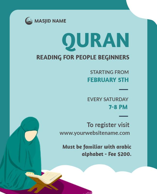 Quran Reading Beginners Class Flyer Template