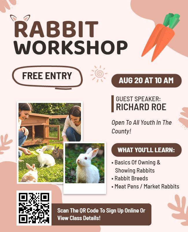 Rabbit Care and Breeds Workshop Flyer Template