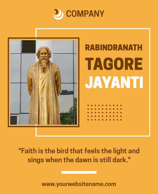 Vibrant Yellow Celebration of Rabindranath Tagore Jayanti Flyer Template