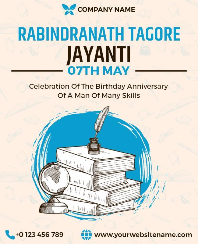 Creative Blue Literary Celebration Jayanti Flyer Template