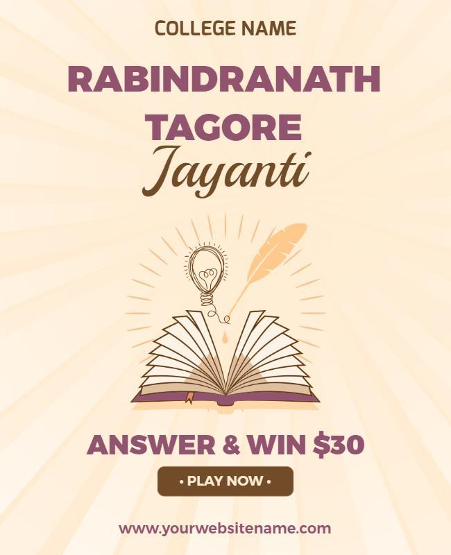 Elegant Purple Rabindranath Tagore Jayanti Flyer Template