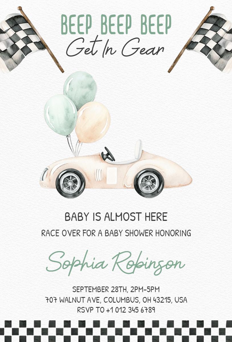Racecar Theme Exciting Cars Birthday Celebration Invitation Template