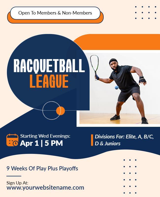 Racquetball League Event Promotion Flyer Template