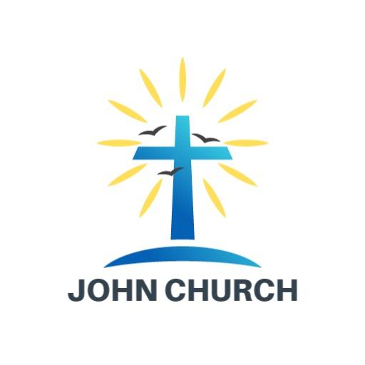 Radiant Blue Cross Design Illuminating Faith in Church Logo Template