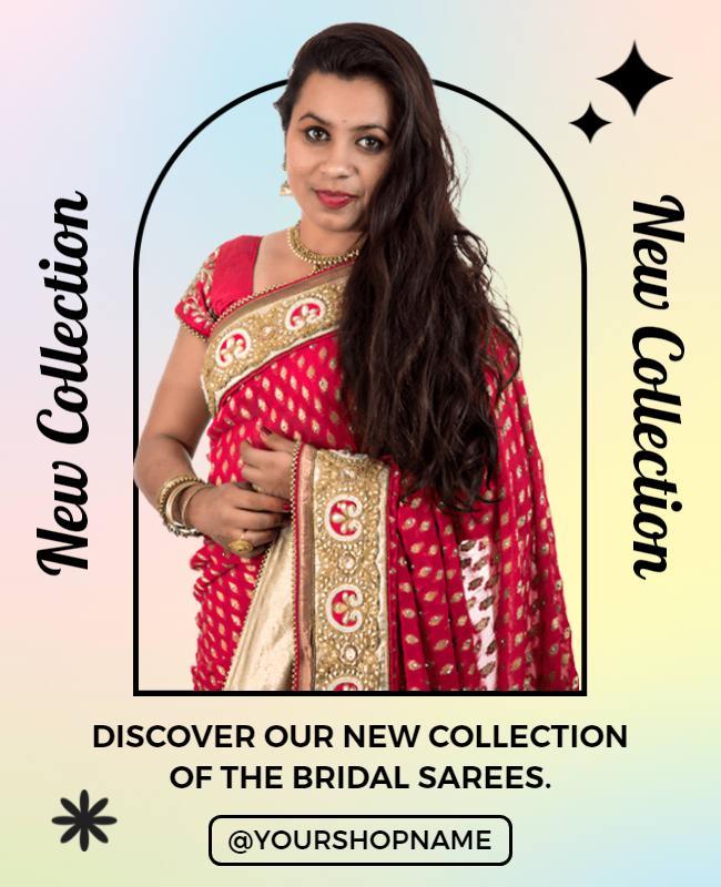Radiant Pink Bridal Saree Collection Announcement Poster Template