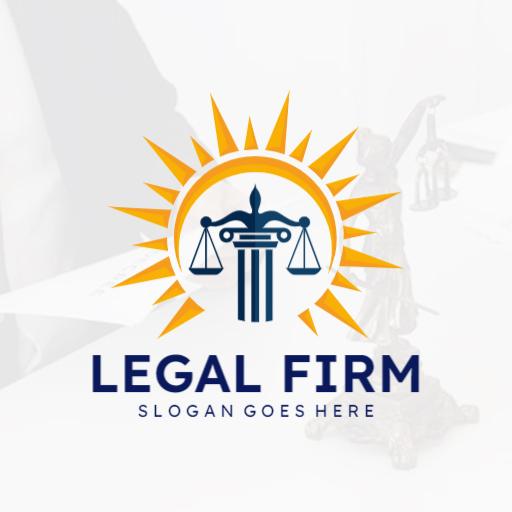 Radiant Sun Over Scales of Justice for Law Firm Logo Template