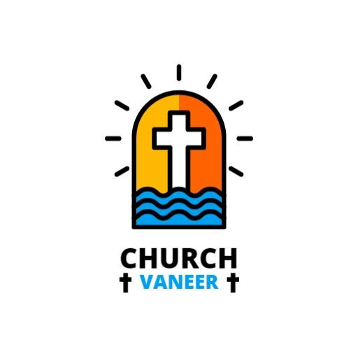 Radiant Sunrise Behind a Cross Represents Community Church Logo Template
