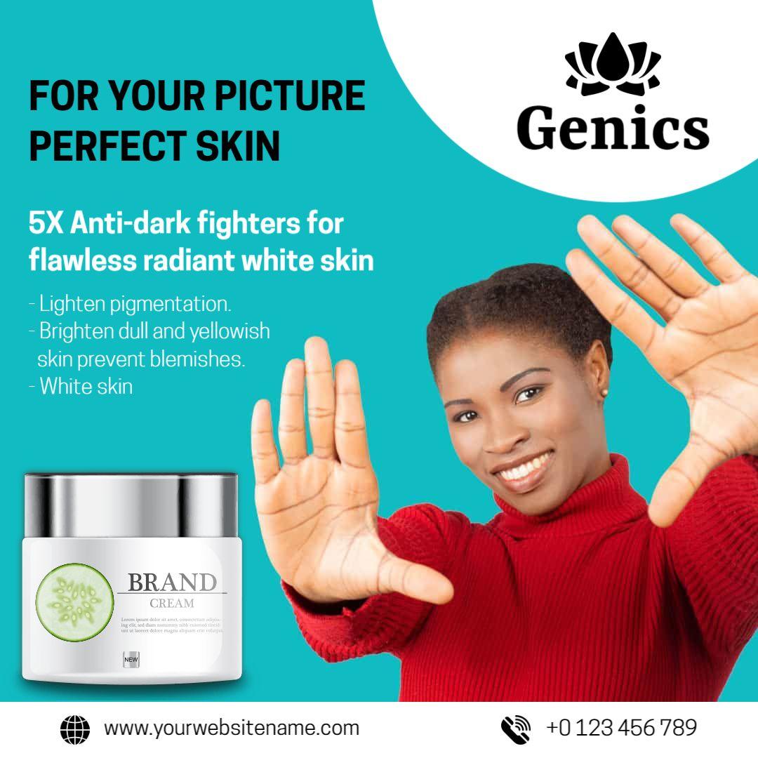 Radiant White Skin Anti-Dark Cream Promotion Ad Template