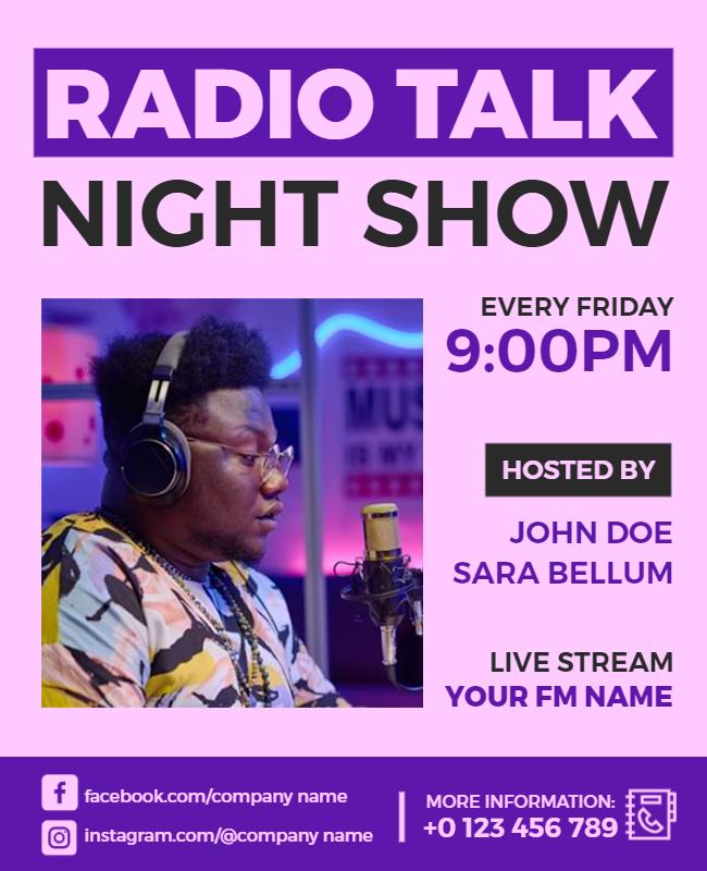 Radio Talk Night Show Event Flyer Template