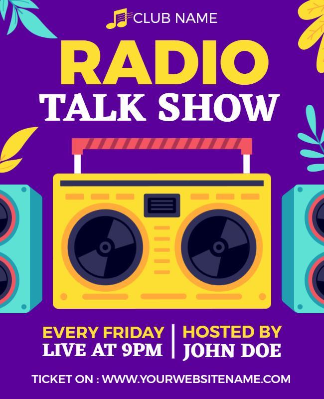 Vibrant Purple Radio Talk Show Flyer Template