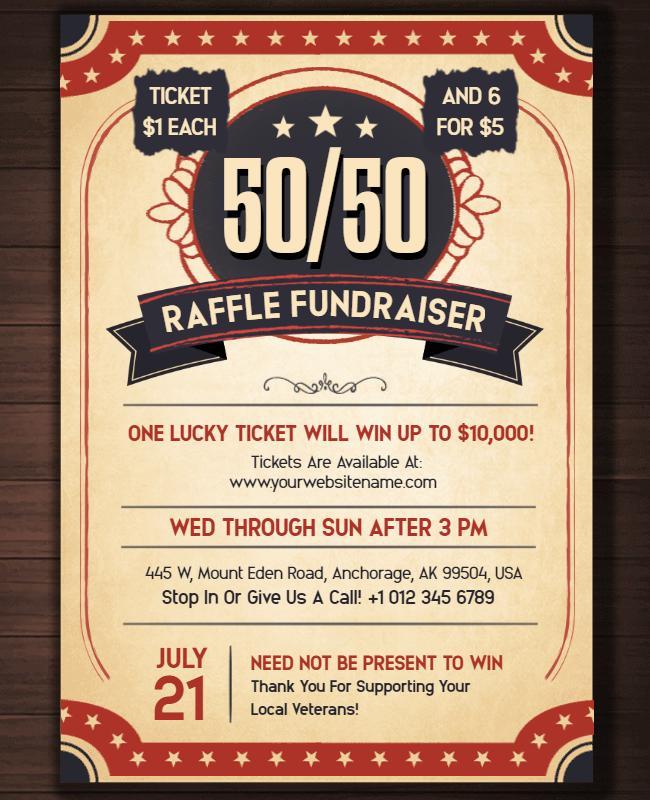 Raffle Fundraiser Ticket Promotion Flyer Template