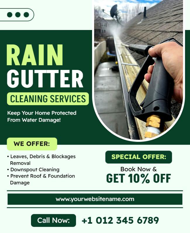 Rain Gutter Cleaning Services Promotional Flyer Template