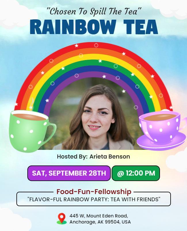 Rainbow Tea Party Event Flyer Template