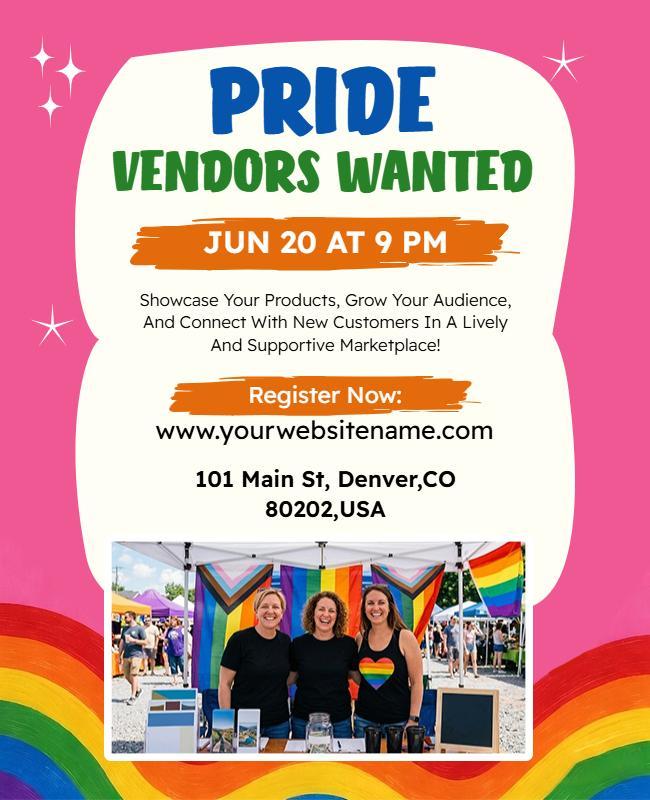 Rainbow Theme Pride Vendors Wanted Event Flyer Template