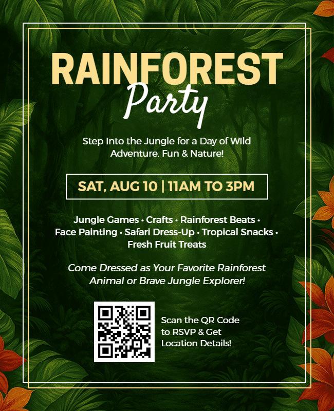 Rainforest Adventure Party Event Flyer Template
