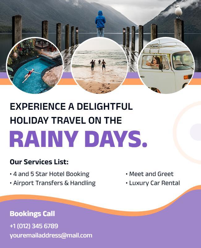 Rainy Day Holiday Travel Promotion Flyer Template