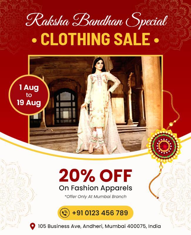 Raksha Bandhan Clothing Sale Event Flyer Template