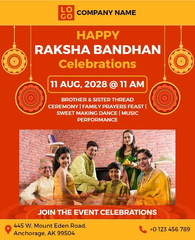 Raksha Bandhan Family Celebration Flyer Template