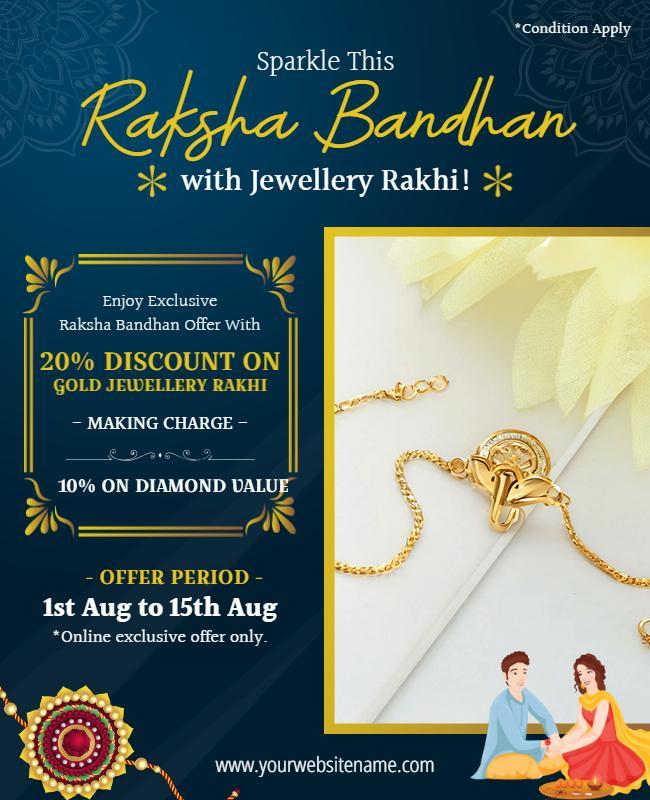 Raksha Bandhan Jewellery Rakhi Offer Flyer Template