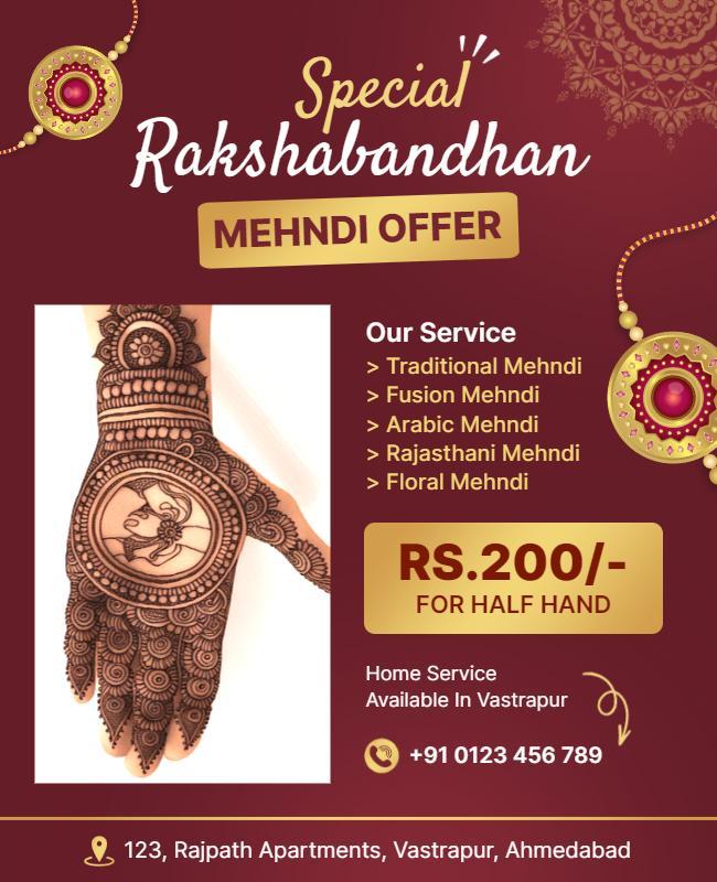 Raksha Bandhan Mehndi Offer Flyer Template