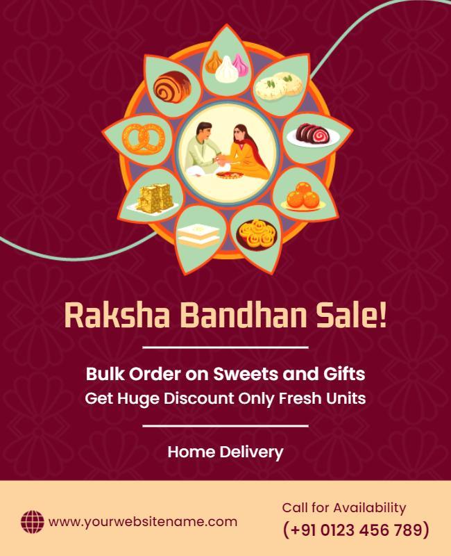 Raksha Bandhan Sweets and Gifts Sale Flyer Template