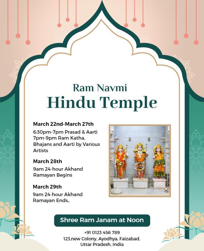 Ram Navmi Hindu Temple Celebration Flyer Template