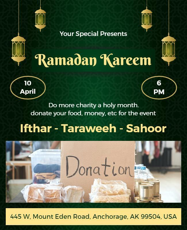 Ramadan Kareem Charity Donation Event Flyer Template