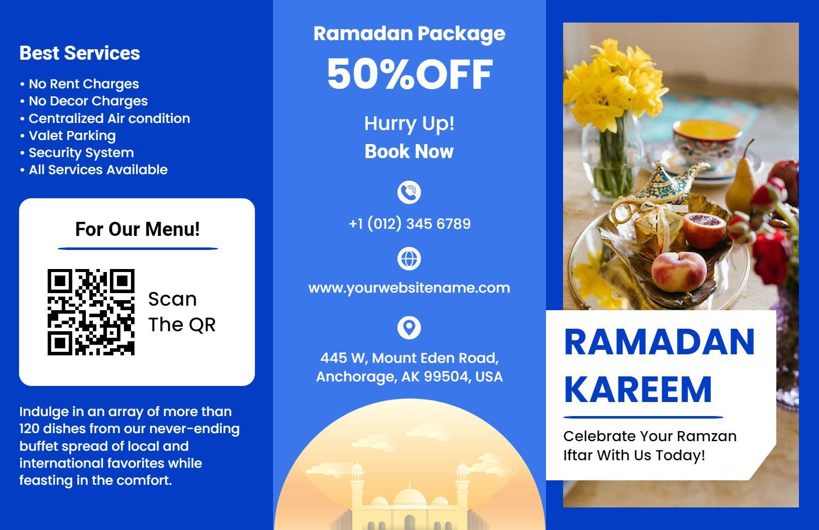 Ramadan Kareem Iftar Celebration Dining Package Brochure Template