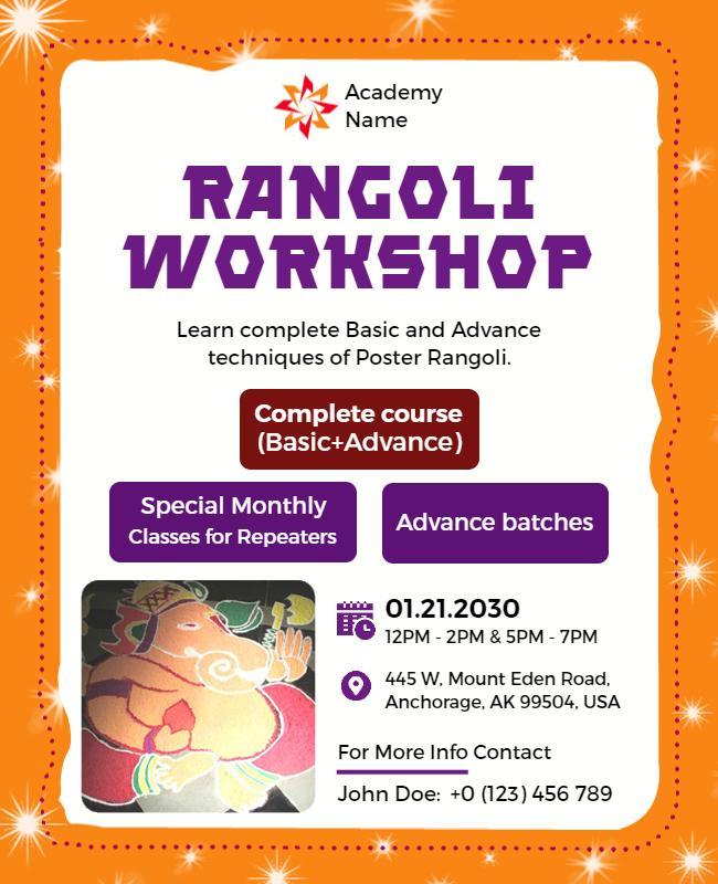 Rangoli Art Workshop Event Flyer Template