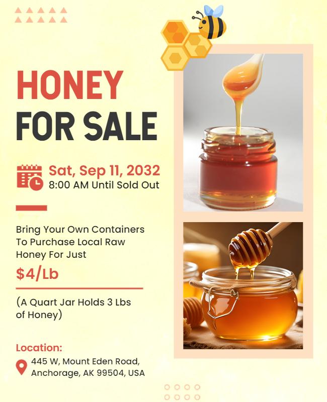 Raw Local Honey Sale Event Flyer Template