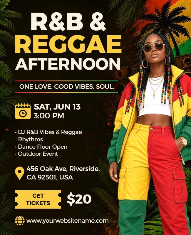 R&b and Reggae Afternoon Music Event Flyer Template