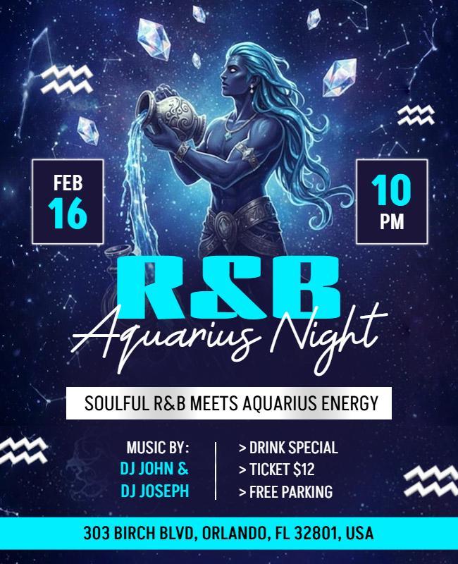 R&b Aquarius Night Flyer Template