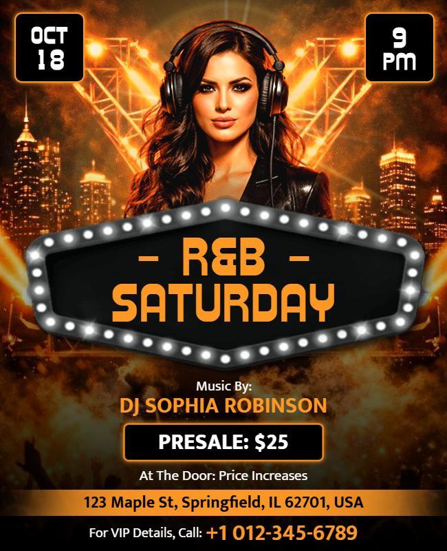 R&b Music Event Saturday Night Flyer Template