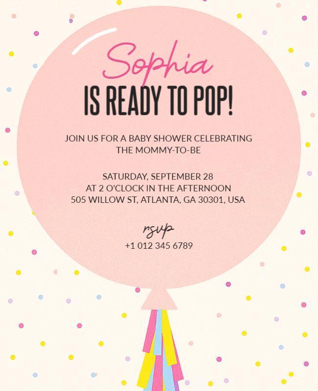 Ready to Pop Theme Baby Shower Invite Flyer Template