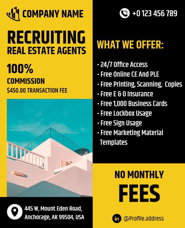 Real Estate Agents Recruitment Promotional Flyer Template