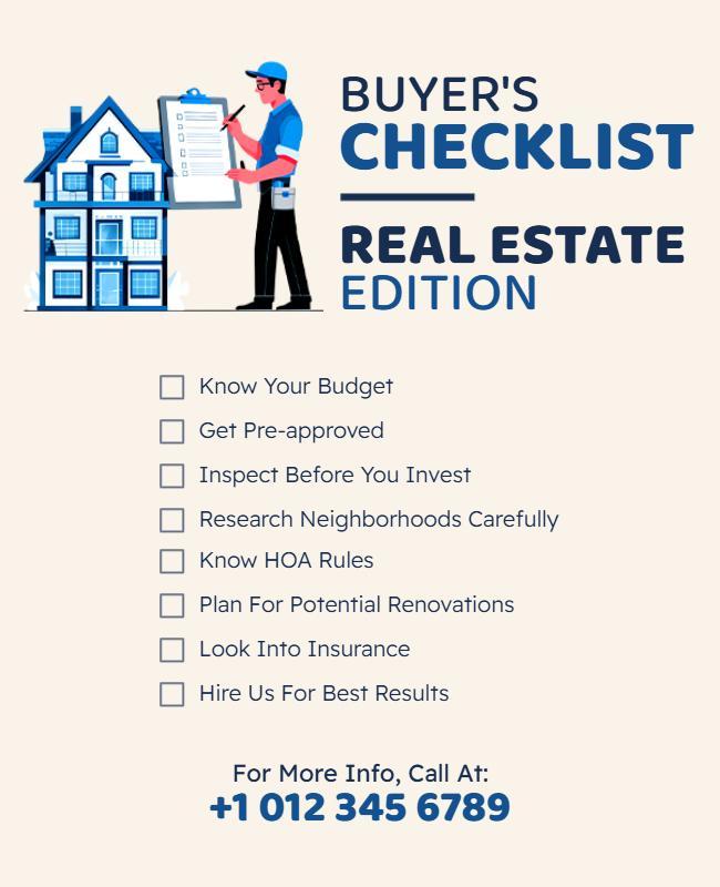 Real Estate Buying Checklist Flyer Template